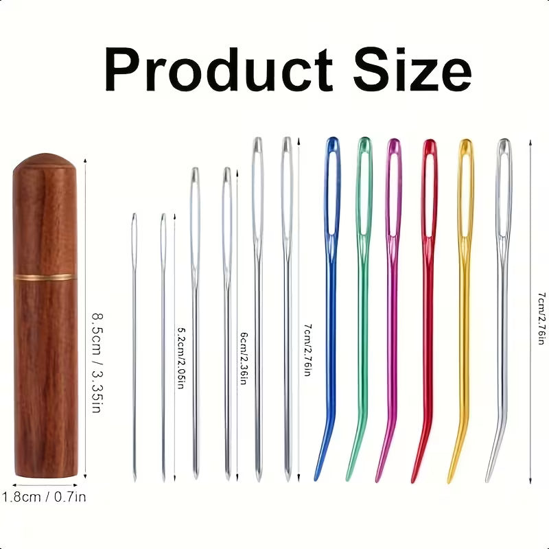 12pcs Tapestry Needle Set Wooden Case