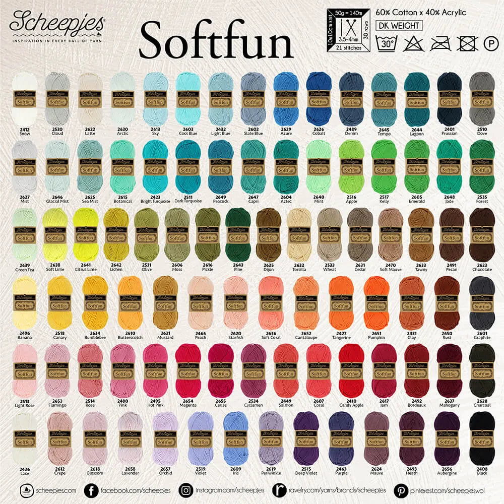 Scheepjes Softfun - Black - Nitti Yarns - Amigurumi - Crochet - Knitting - Cotton Acrylic Yarn - 8 Ply - NZ