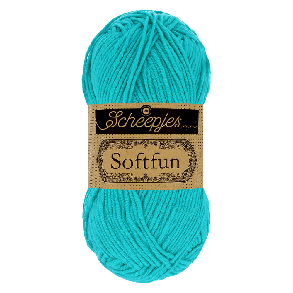 Scheepjes Softfun - Bright Turquoise - Nitti Yarns - Amigurumi - Crochet - Knitting - Cotton Acrylic Yarn - 8 Ply - NZ