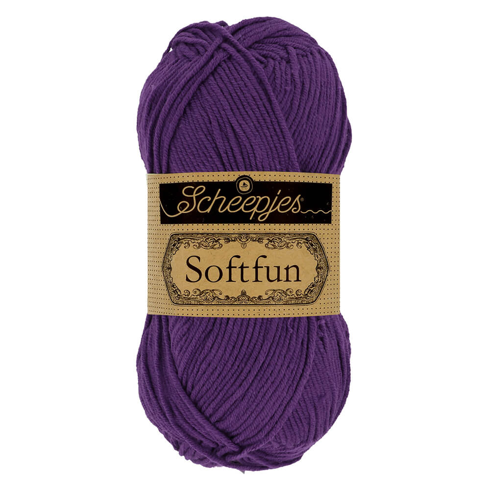 Scheepjes Softfun - Deep Violet - Nitti Yarns - Amigurumi - Crochet - Knitting - Cotton Acrylic Yarn - 8 Ply - NZ
