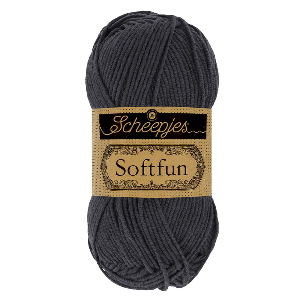 Scheepjes Softfun - Graphite - Nitti Yarns - Amigurumi - Crochet - Knitting - Cotton Acrylic Yarn - 8 Ply - NZ