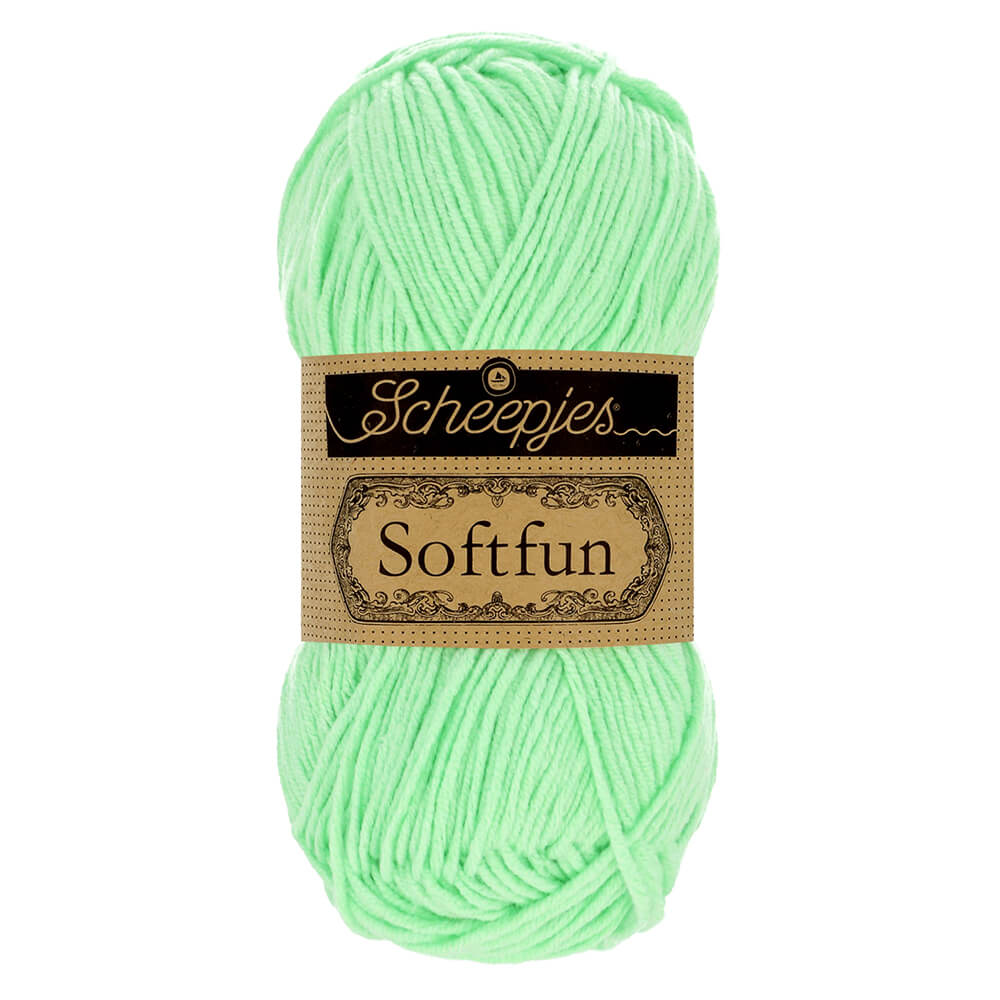 Scheepjes Softfun - Mint - Nitti Yarns - Amigurumi - Crochet - Knitting - Cotton Acrylic Yarn - 8 Ply - NZ